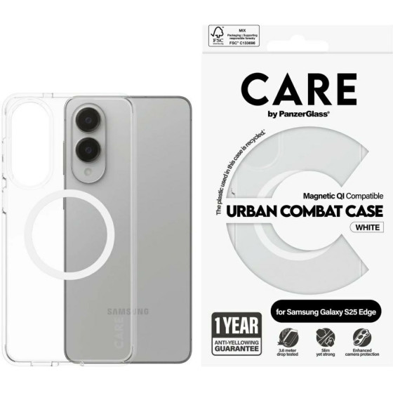 PanzerGlass Etui Care By Flagship Urban Combat White Qi Do Samsung Galaxy S25 Edge Przezroczysty - (CR37967)