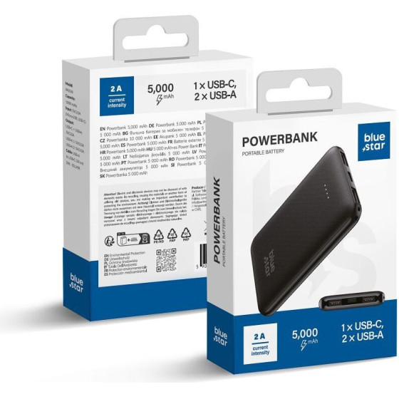 Blue Star Powerbank 5000 Mah 2A W0539 black