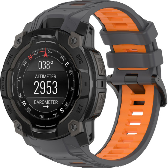 Techsuit - Watchband 22mm (W077) - Garmin Instinct 3 45mm / Instinct 3 45 Solar - Gray/Orange