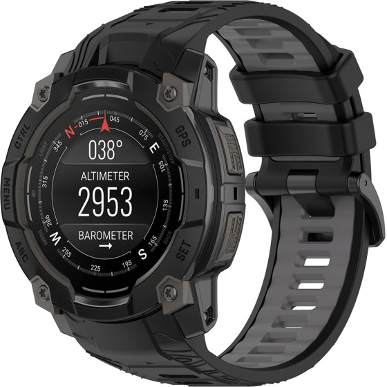 Techsuit - Watchband 22mm (W077) - Garmin Instinct 3 50mm/Instinct 3 50mm Solar - Black/Gray