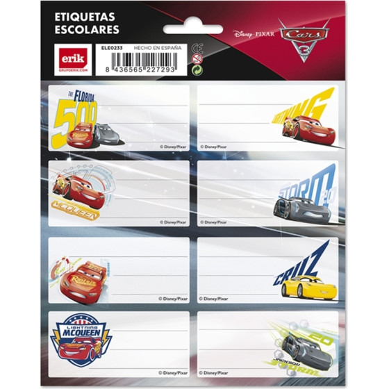 Cars - Stickers For An Exercise Book Or a Book (16 pcs.) - (ELE0233)