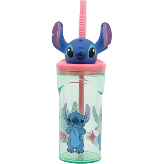 Disney Stitch - Cup With Straw And 3D Figure From The Flowers Collection (360 ml) - (74869)