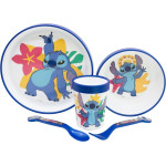 Disney Stitch - Non-Slip Microwave Cookware Set 5 pcs. (plate, bowl, cup, fork, teaspoon) - (75085)
