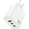 iNOS ��������� �������� ������� �������� �� ������ ����� Usb A & 2xUsb C Gan Pd Qc 3.0 65W ����� - (A112, INOSCH-71865, INOSNS-71865)