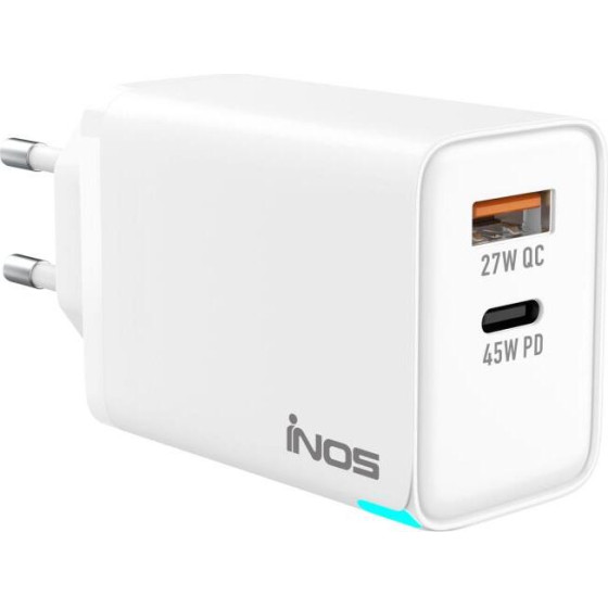 iNOS ��������� �������� ������� �������� �� ����� ����� Usb A & Usb C Gan Pd Qc 3.0 45W ����� - (A116, INOSCH-71858, INOSNS-71858)