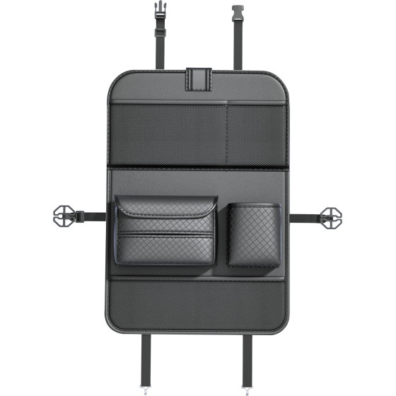 Foldable Car Organizer For Front Seats With Compartments D03-B Black OEM