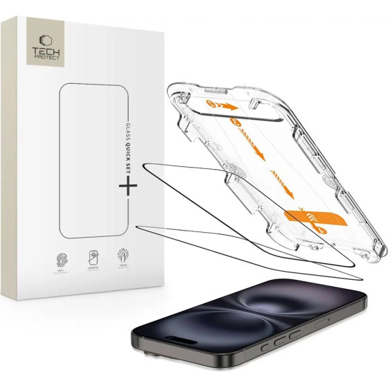 Tech-Protect Quick Set+ Tempered Glass 2-Pack For Iphone 15 / 16 - (27714-0)