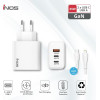 iNOS ��������� �������� ������� �������� �� ������ ����� Usb A & 2xUsb C Gan Pd Qc 3.0 65W & Lightning ������� 1m ����� - (INOSCH-010305-0204)