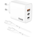 iNOS ��������� �������� ������� �������� �� ������ ����� Usb A & 2xUsb C Gan Pd Qc 3.0 65W & Usb C ������� 1m ����� - (INOSCH-010305-0205)