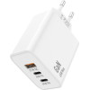 iNOS ��������� �������� ������� �������� �� ������ ����� Usb A & 2xUsb C Gan Pd Qc 3.0 65W & Usb C ������� 1m ����� - (INOSCH-010305-0205)