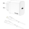 iNOS ��������� �������� ������� �������� �� ����� Usb C Gan Pd Qc 3.0 35W & Lightning ������� 1m ����� - (INOSCH-010305-0200)
