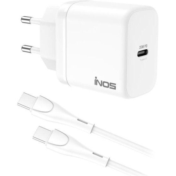 iNOS ��������� �������� ������� �������� �� ����� Usb C Gan Pd Qc 3.0 35W & Usb C ������� 1m ����� - (INOSCH-010305-0201)