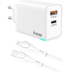 iNOS ��������� �������� ������� �������� �� ����� Usb C Gan Pd Qc 3.0 45W & Lightning ������� 1m ����� - (INOSCH-010305-0202)