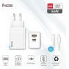 iNOS ��������� �������� ������� �������� �� ����� Usb C Gan Pd Qc 3.0 45W & Lightning ������� 1m ����� - (INOSCH-010305-0202)