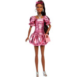 Mattel Barbie: Deluxe Style - Metallic Pink Dress Brown Hair With Dark Skin Doll (JFP41)