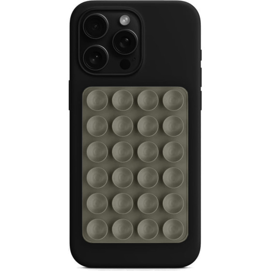 Techsuit - Phone Holder (SC-PAD) - Suction Pad For Selfies, Silicone, Adhesive Mount, Rectangular Shape - Light Grey
