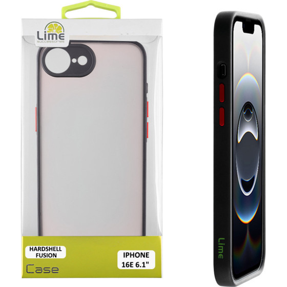 Lime Successories Lime ���� Iphone 16E 6.1'' Hardshell Fusion Full Camera Protection Black With Red KEYS