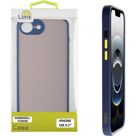 Lime Successories Lime ���� Iphone 16E 6.1'' Hardshell Fusion Full Camera Protection Blue With Yellow KEYS
