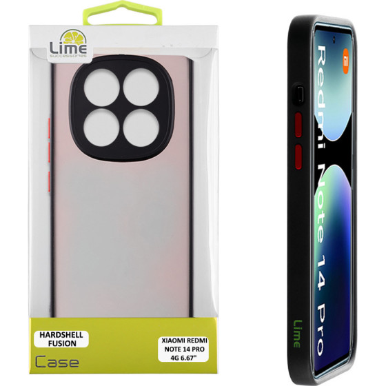 Lime Successories Lime ���� Xiaomi Redmi Note 14 Pro 4G 6.67'' Hardshell Fusion Full Camera Protection Black With Red KEYS