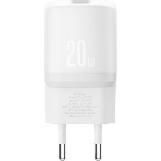 XO ��������� PD20W, 1 ���� TYPE-C, ������ - (L143)