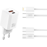 XO ��������� PD30W 1 ���� USB-A, 1 ���� TYPE-C �� ������� LIGHTNING, ������ - (L149)