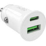 Puro Pro Lite Car Charger 1x USB-A + 1x USB-C Power Delivery 20W - White - (PUMCHUSBAC20WWHI)