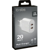 SBS Travel Charger 2 Ports Type C Pd 20W White - (TRPD20CCW)