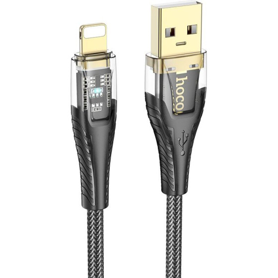 Hoco Cable Usb A To Lightning 2,4A 1,2 m U121 Black transparent