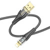Hoco Cable Usb A To Lightning 2,4A 1,2 m U121 Black transparent
