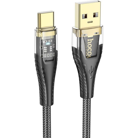 Hoco Cable Usb A To Usb C 2,4A 1,2 m U121 Black transparent