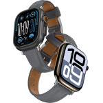 AmazingThing Class Band Leather Strap For Apple Watch 45 / 46 / 49 Mm - Gray - (TGL49BK)