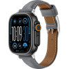 AmazingThing Class Band Leather Strap For Apple Watch 45 / 46 / 49 Mm - Gray - (TGL49BK)