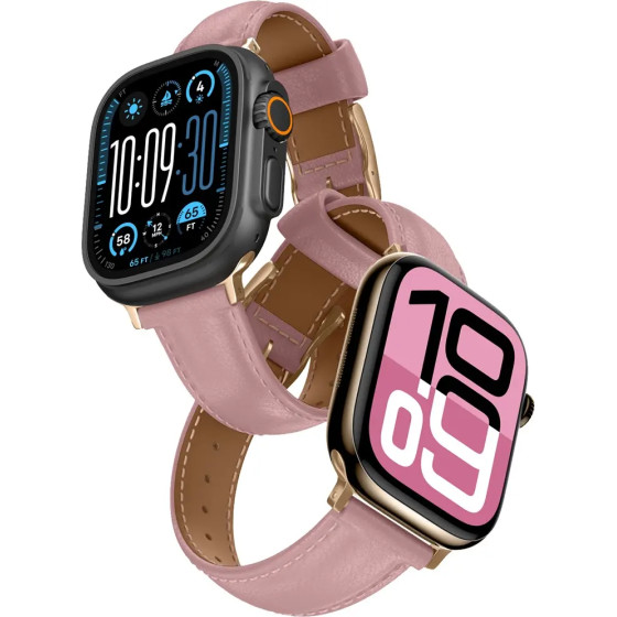 AmazingThing Class Band Leather Strap For Apple Watch 45 / 46 / 49 Mm - Pink - (TGL49RG)
