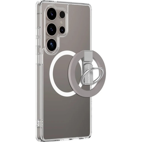 AmazingThing Minimal Mag Case With Magnetic Ring And Magnetic Ring For Samsung Galaxy S25 Ultra - Transparent - (S25UMRCL)