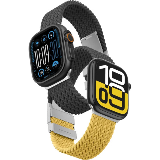 AmazingThing Set Of 2 Blend Band For Apple Watch 45/46/49mm - Yellow-Black/Black - (TW49BY)
