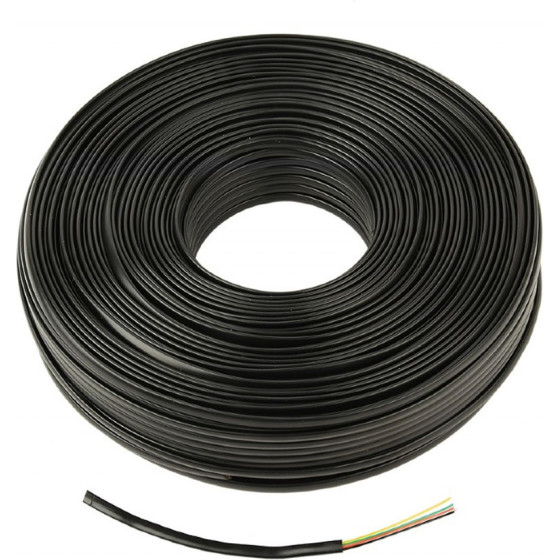 Cablexpert Flat Telephone Cable Stranded Wire 100m Black 4 Wires - (TC1000S-100M-B)