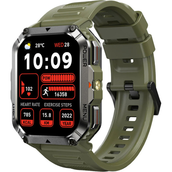 BlackView MULTI-Function Smartwatch With Flashlight Compass Bt Call & Health Management Green - (W70PRO-GR)