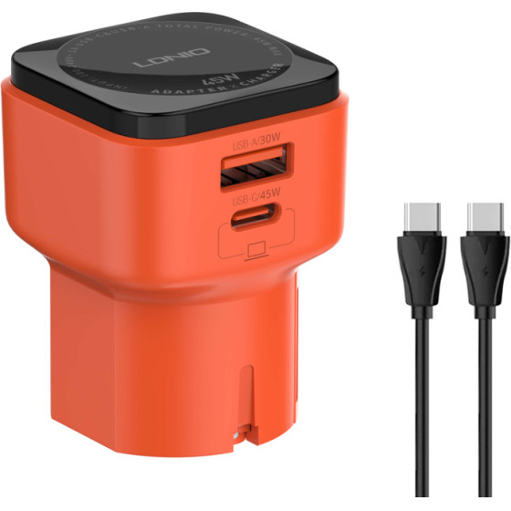 Ldnio ��������� ������ Q2420 �� �������, USB/USB-C, 45W, Universal �����, ���������