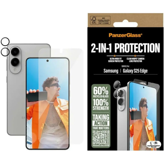 PanzerGlass Hoops+Uwf 2in1 Glass+Lens For Samsung Galaxy S25 Edge - Transparent - (PAN001201-0)