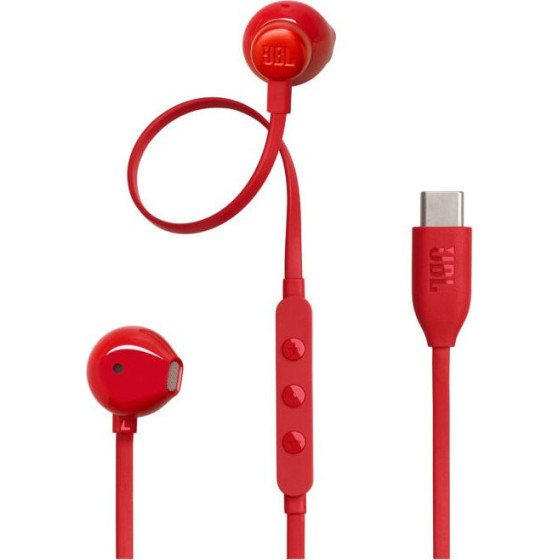JBL Tune 305C, Ear-Buds Headphones, USB-C, Hi-Res, (Red) - - (JBLT305CRED)