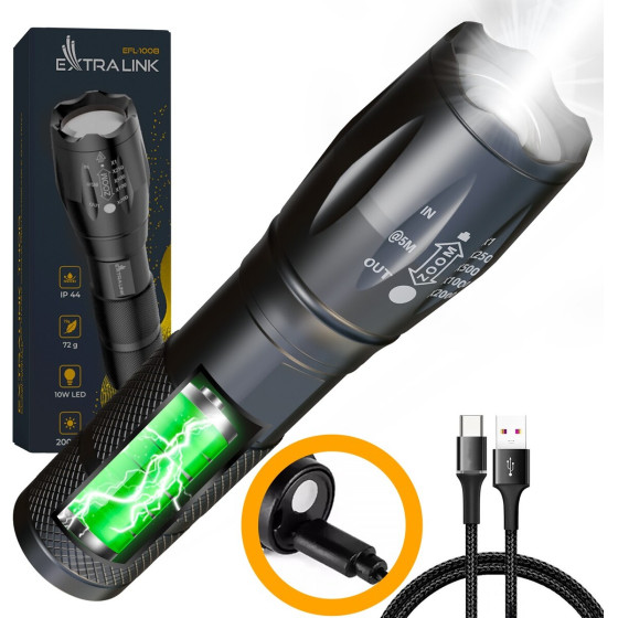 EXTRALINK EFL-1031 Odin | Led Flashlight | Rechargeable battery, 10W, 400lm - (EX.30707)