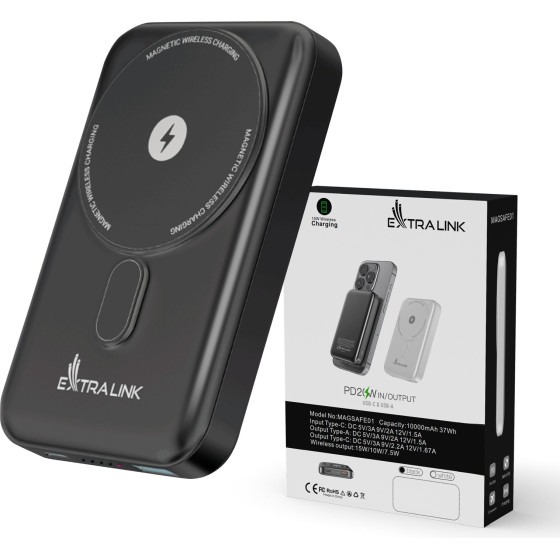 EXTRALINK Magsafe 10000mAh Grey | Powerbank | Power bank, 38.5Wh PD20W+15W USB-C USB-A - (EX.39777)