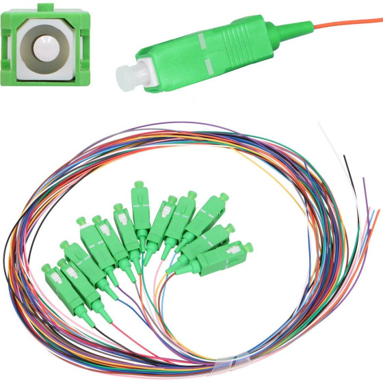 EXTRALINK SC/Apc | Pigtail Set | Single mode, 900um, G.657A1, 1,5m, 12 pcs, 12 Colours - (EX.0349)