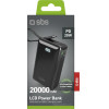 SBS Powerbank 20000 Mah 20W With built-In USB-C Cable And Digital Display - Black - (TTBB20000LCDTCPD20K)