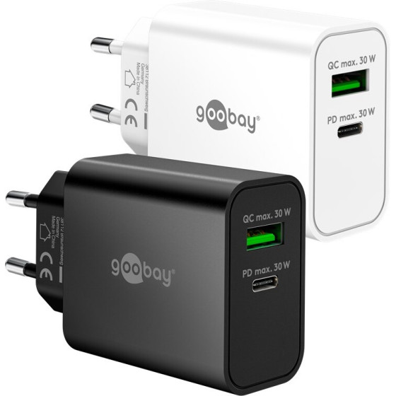 Goobay USB-C(TM) Pd Gan Dual Fast Charger (30 W) Black Black - (75335)