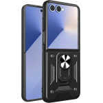 Hurtel Hybrid Armor Camshield Armored Case With Stand And Camera Cover For Samsung Galaxy Z Fold 7 - Black - (Hybrid Armor Camshield Black Sam Z Fold 7)