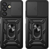 Hurtel Hybrid Armor Camshield Armored Case With Stand And Camera Cover For Vivo V50 Lite 4G - Black - (Hybrid Armor Camshield Black Vivo V50 Lite 4G)
