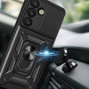 Hurtel Hybrid Armor Camshield Case With Stand And Camera Cover For Realme P3 5G - Black - (Hybrid Armor Camshield Black Realme P3 5G)