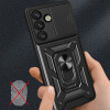Hurtel Hybrid Armor Camshield Case With Stand And Camera Cover For Samsung Galaxy M16 5G / F16 5G - Black - (Hybrid Armor Camshield Black Sam M16 5G / F16 5G)