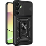 Hurtel Hybrid Armor Camshield With Camera Cover And Metal Ring For Samsung Galaxy A16 / A16 5G - Black - (Hybrid Armor Camshield Samsung A16 / A16 5G Black)